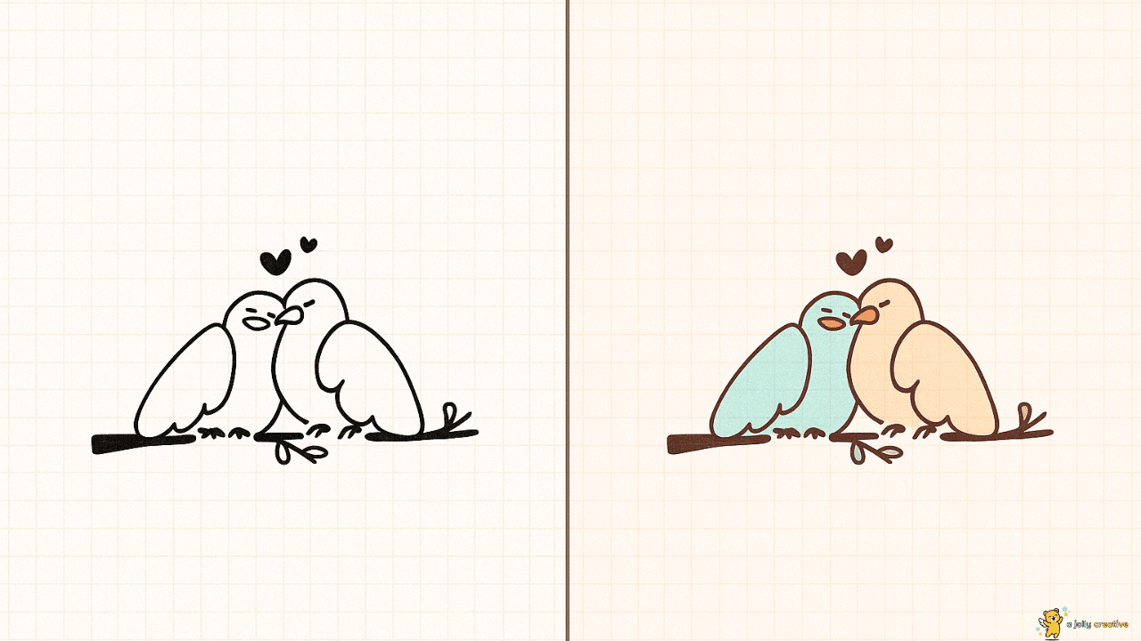 Love Birds Drawing-idea-1
