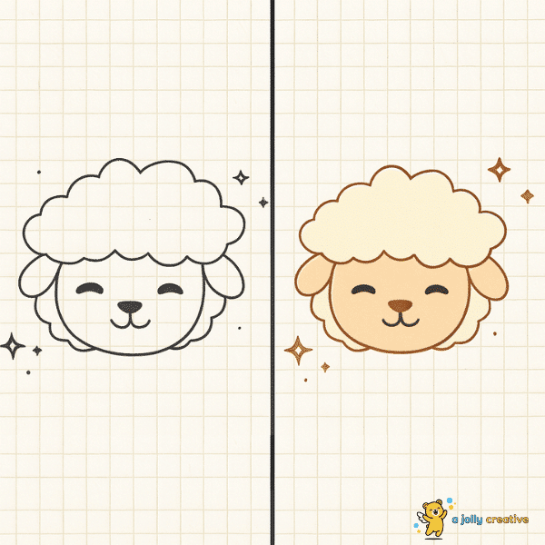 Cheerful Happy Sheep Face-idea-1
