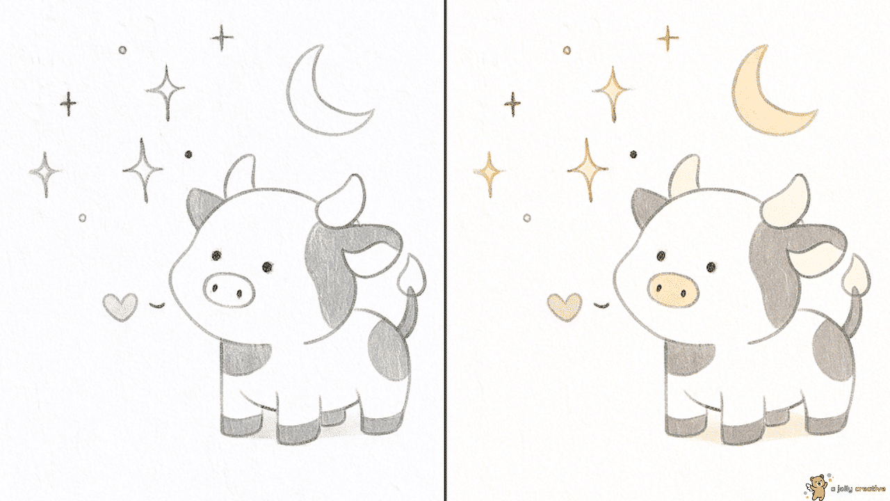 Cow & the Starry Sky Drawing-1