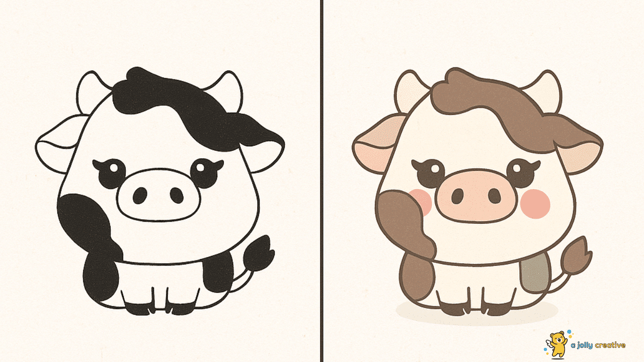 Girly Cow with Eyelashes Drawing-idea-1
