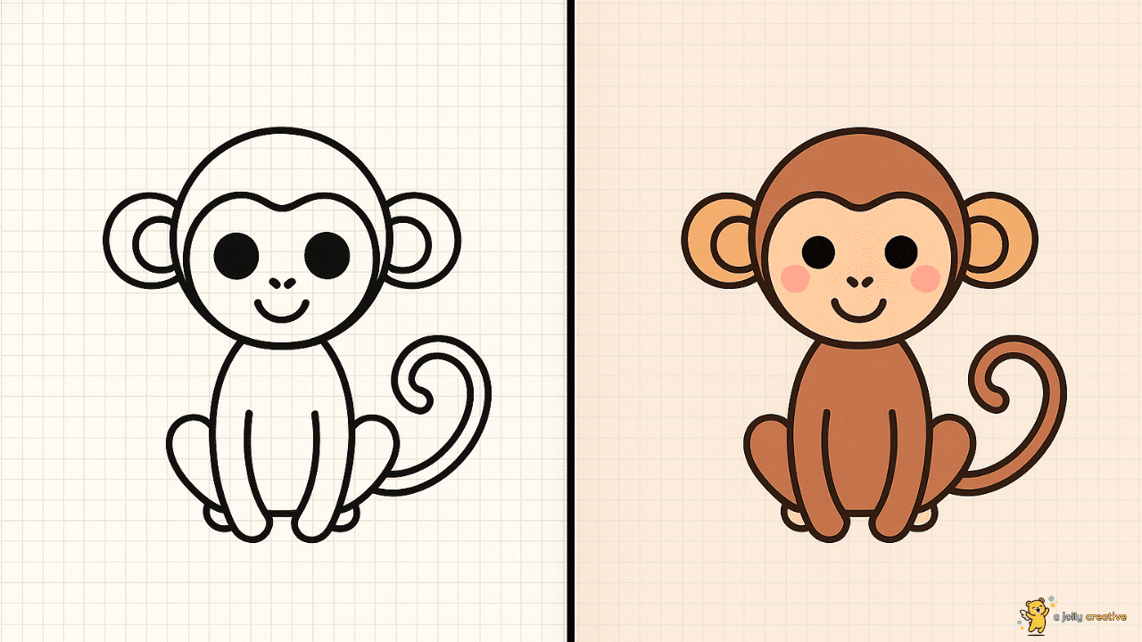 Playful Monkey Drawing-idea-3