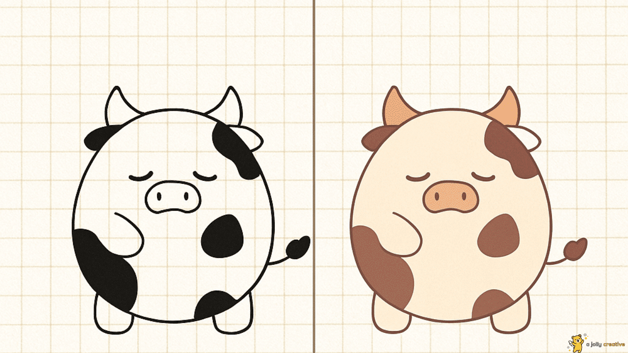 Roundest Cow Drawing-1