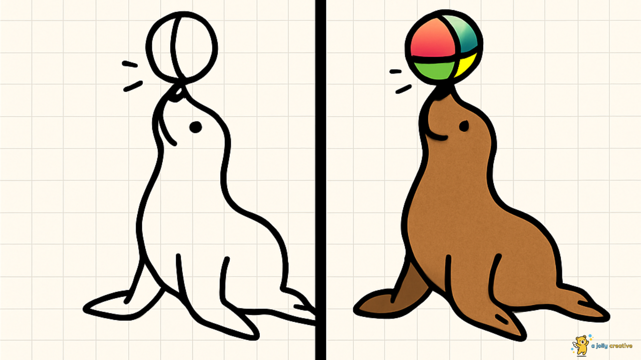 Swimming Seal Drawing-idea-2