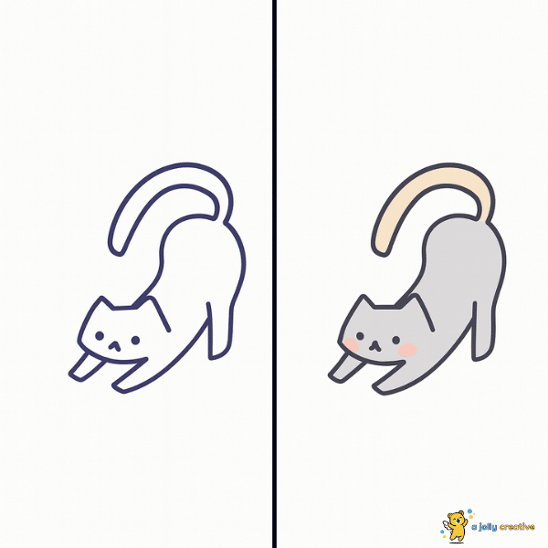 A Cat Stretching Drawing