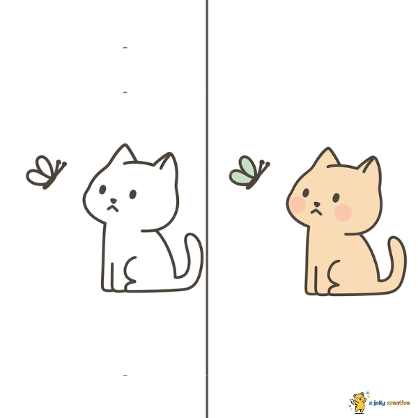 A Cat Watching a Butterfly drawing idea