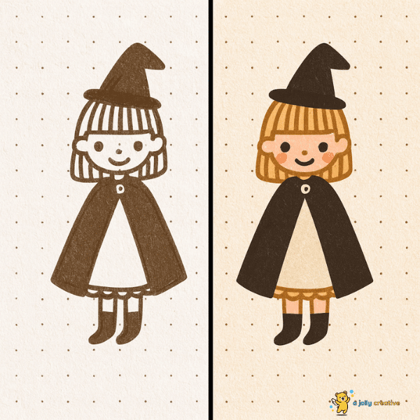 A Cute Witch Drawing