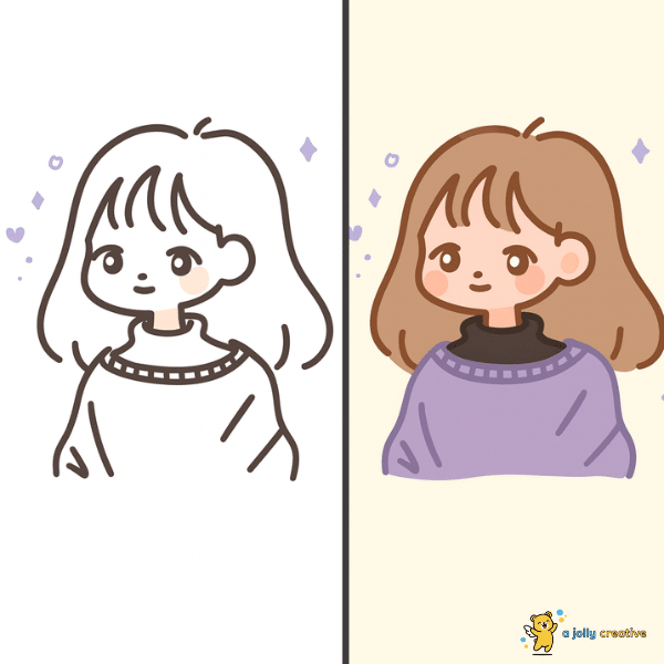 Aesthetic Drawing of a Cute Girl idea