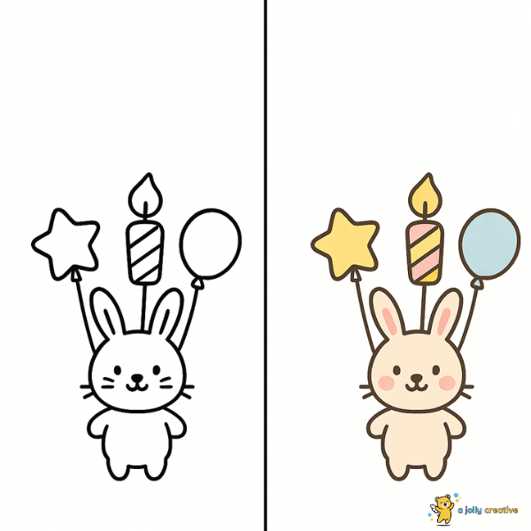 Birthday Bunny Holding Balloons