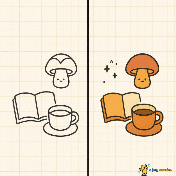 Book and Coffee Drawing idea