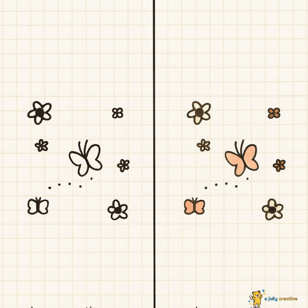 Butterflies and Flowers Drawing