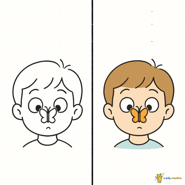 Butterfly Perched on a Child's Nose