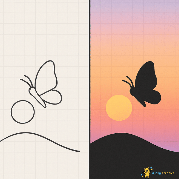 Butterfly Silhouette Against Sunset-idea-1