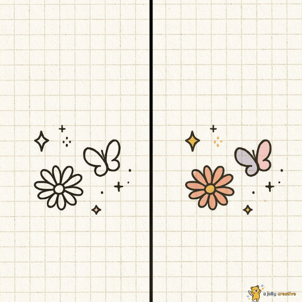 Butterfly and Flower Drawing idea