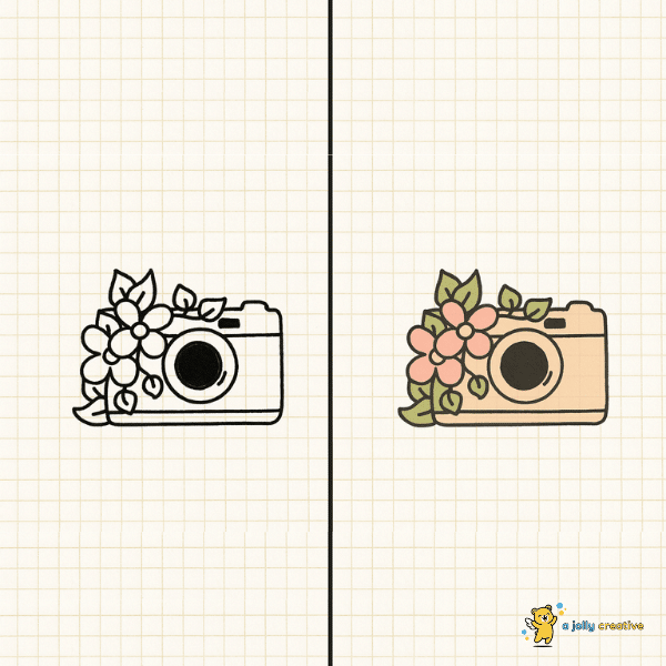 Camera with Flowers Drawing idea