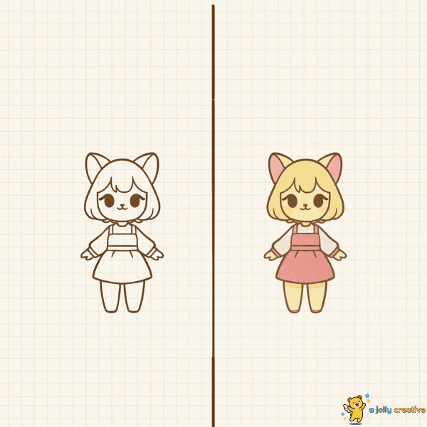 Cat Chibi Girl Drawing