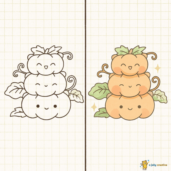 Cat-Pumpkin Stack Drawing