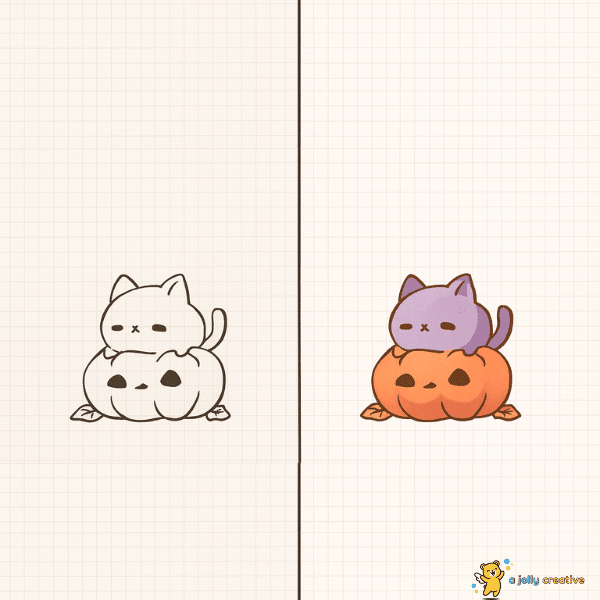 Cat on Pumpkin Drawing idea