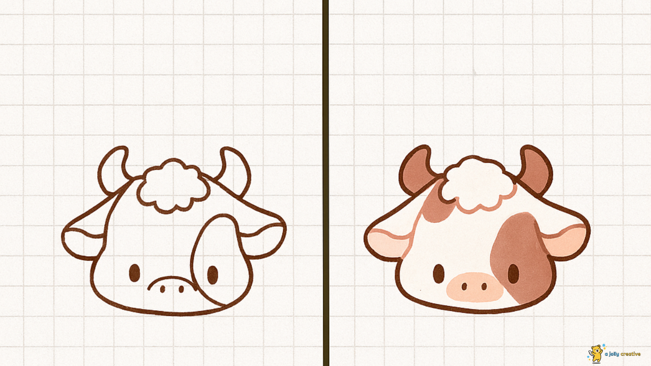 Chibi Cow Head Drawing