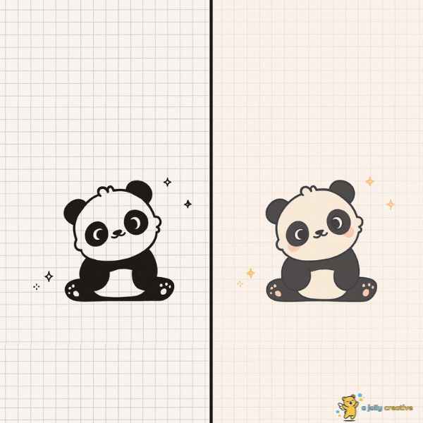 Chibi Panda Sitting Drawing idea