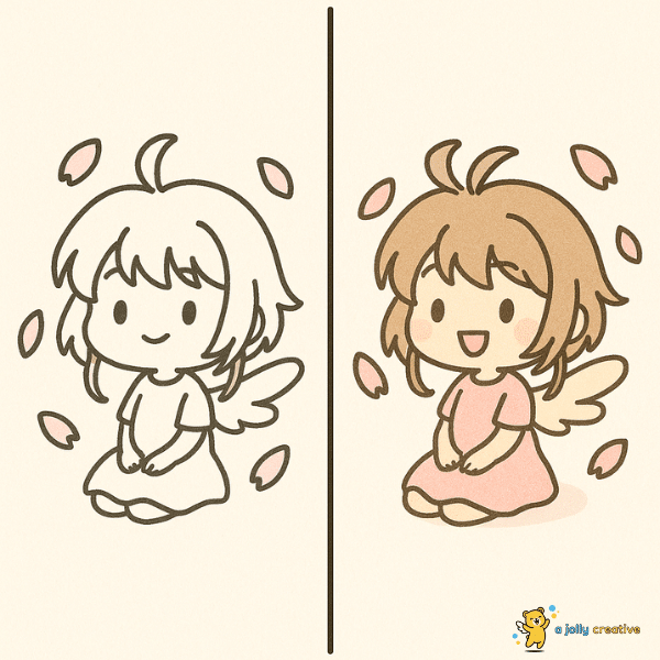 Chibi Sakura with Cherry Blossoms