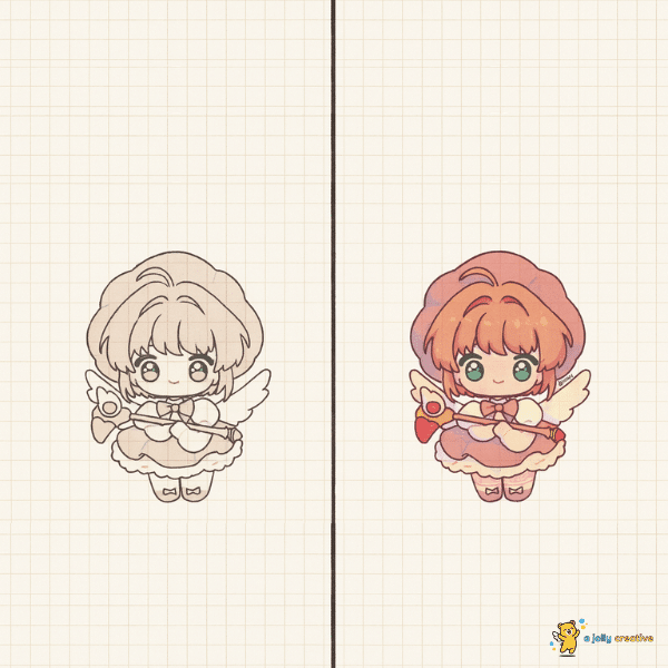 Chibi Sakura with Wand Drawing