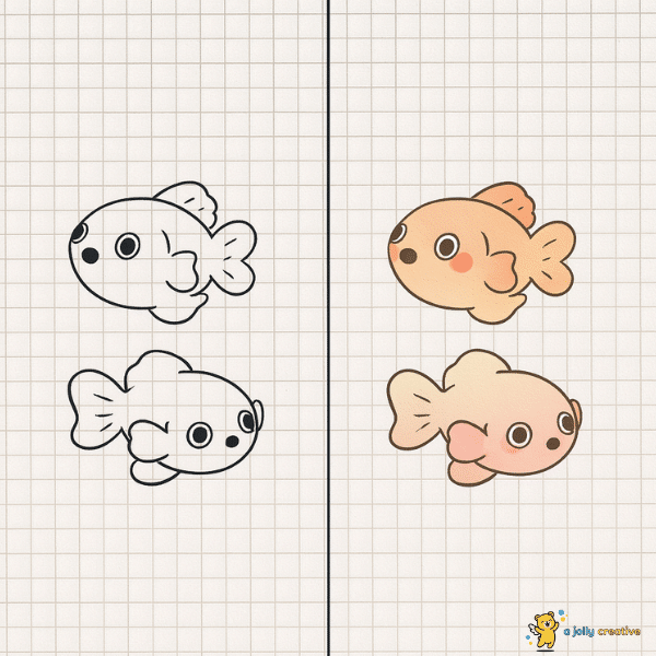 Chubby Goldfish Trio Drawing-idea-1