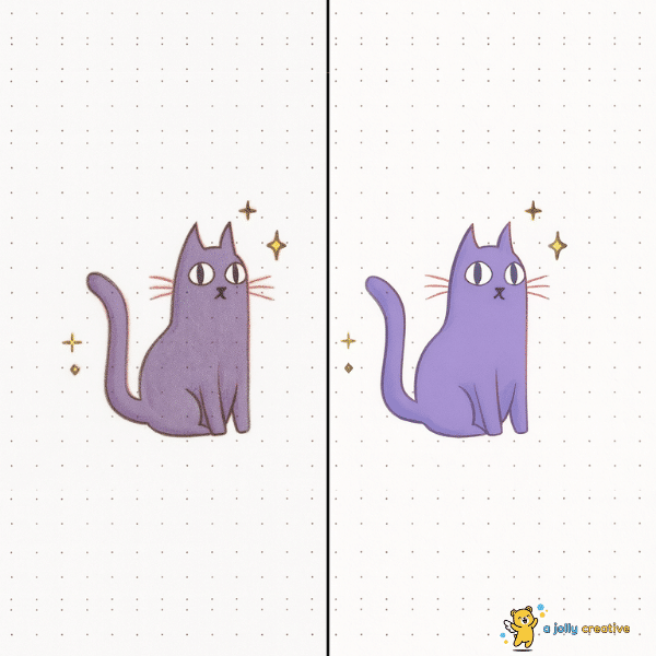Curious Purple Cat Drawing