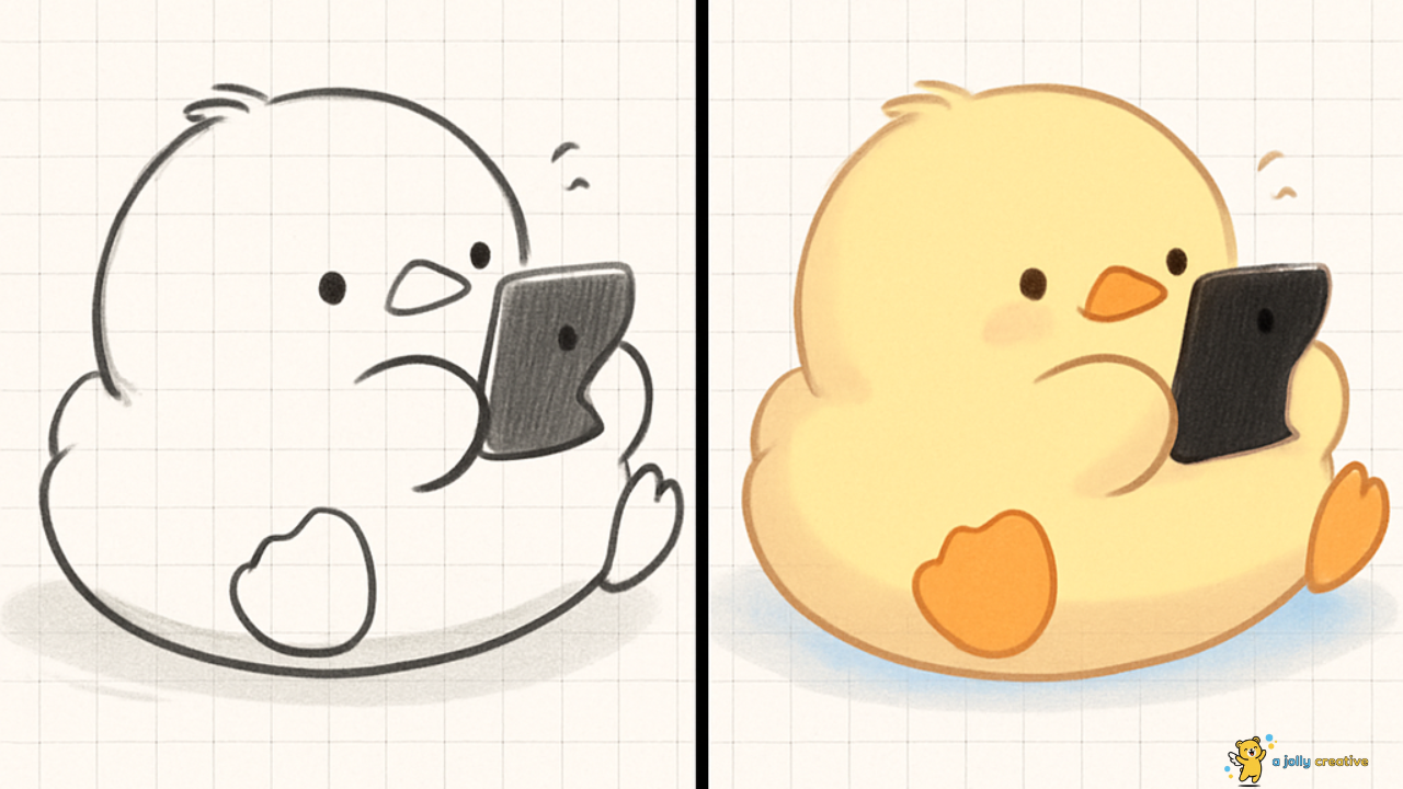 Cute Duckling with Smart Phone