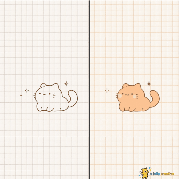 Cute Fluffy Cat Drawing