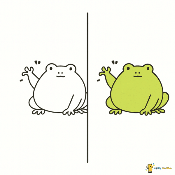 Cute Frog Waving Drawing