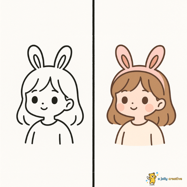 Cute Girl with Bunny Ears Headband