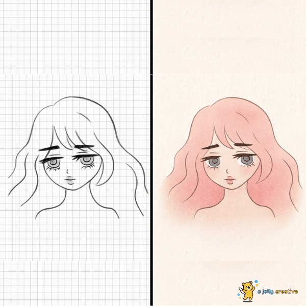 Dreamy Sleepy Girl Drawing idea