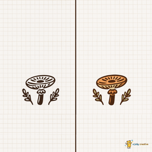 Elegant Mushroom with Leaves