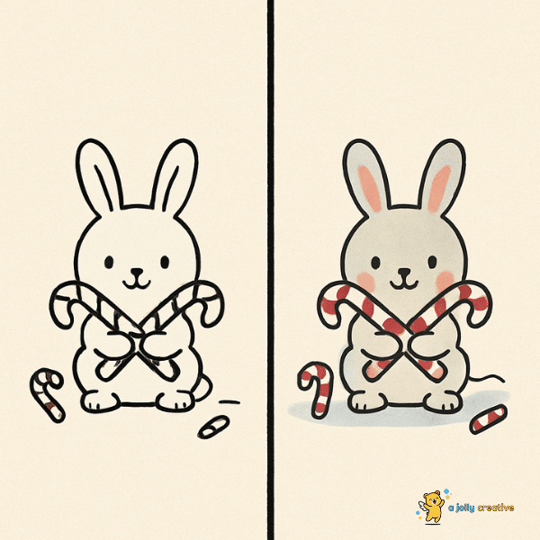 Festive Bunny with Candy Canes
