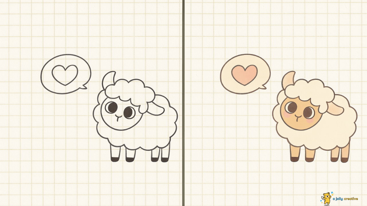 Fluffy Sheep Drawing-idea-2