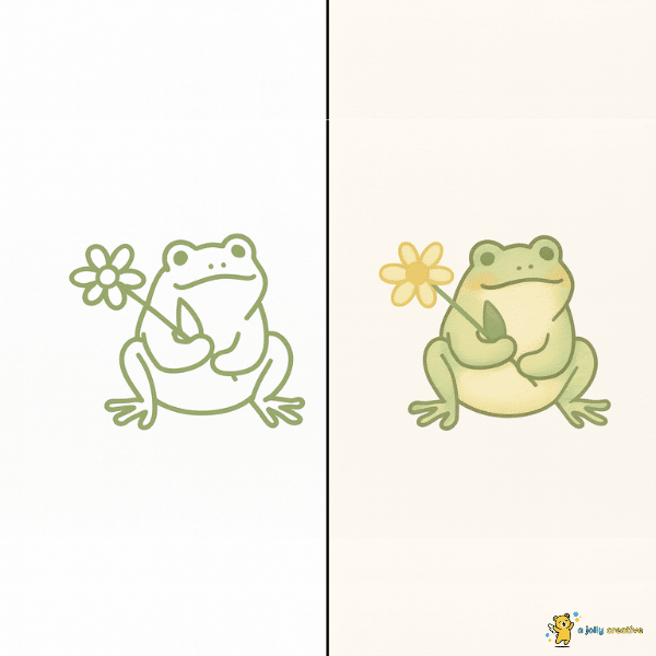 Frog Holding a Flower Drawing