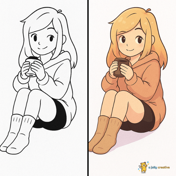 Girl Eating Drawing idea