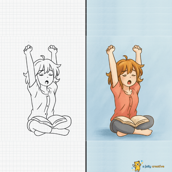 Girl Tired of Reading drawing idea