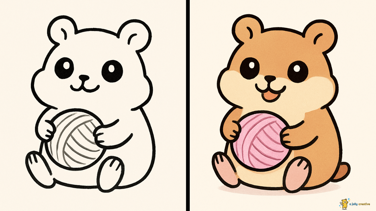 Hamster Playing with Yarn Ball Drawing idea 2