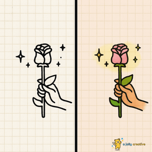 Hand Holding a Rose Drawing idea
