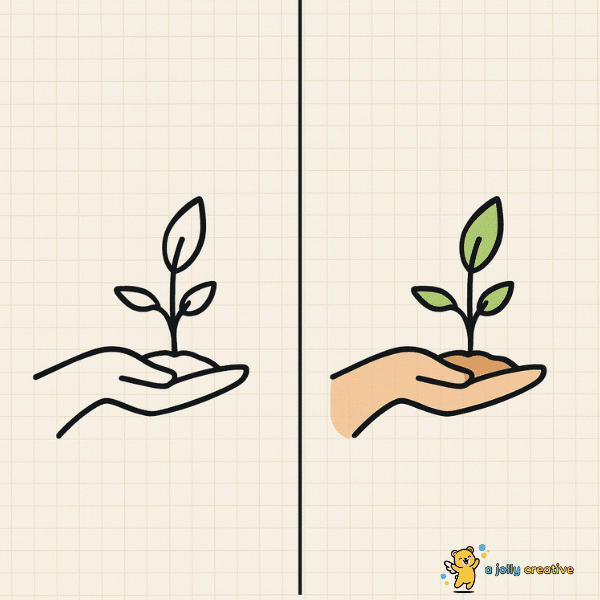 Hand Holding a Seedling Drawing idea
