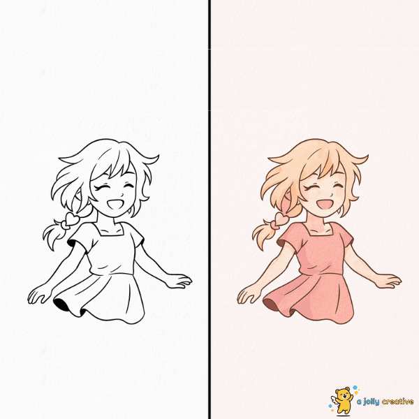 Happy Anime Girls Drawing idea-2