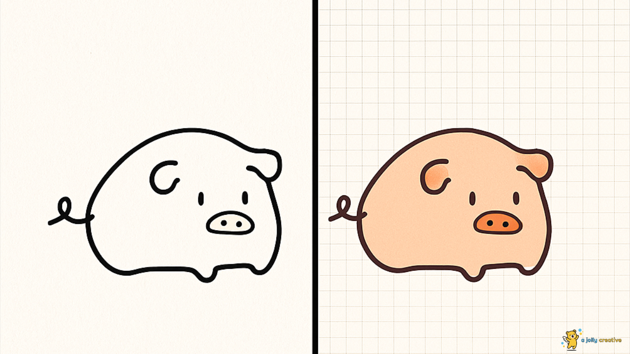 Happy Pig Drawing