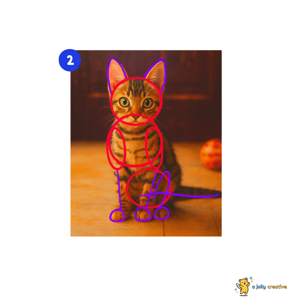 How to draw chibi cat step 2