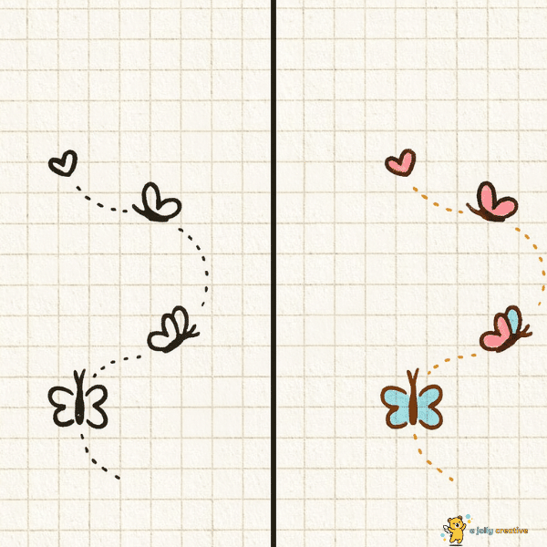 Line of Butterflies Drawing idea