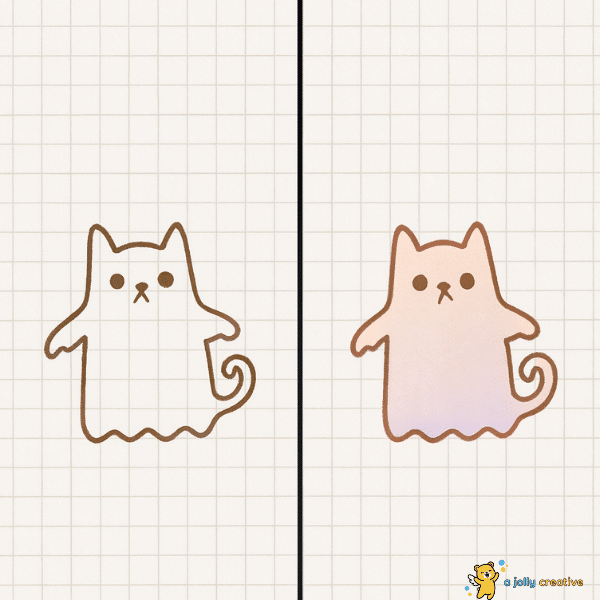 Little Ghost Cat Drawing