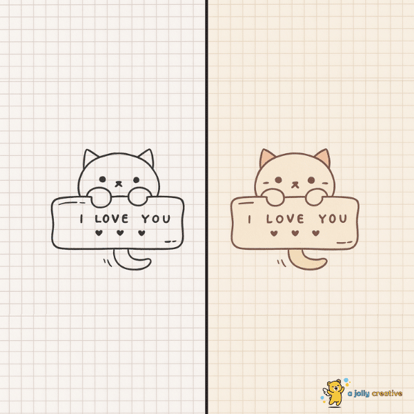 Love you cat Drawing idea
