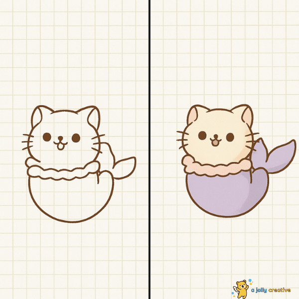 Mermaid Cat Drawing idea