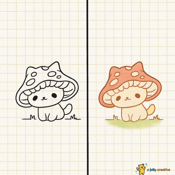 Mushroom Cat Drawing idea