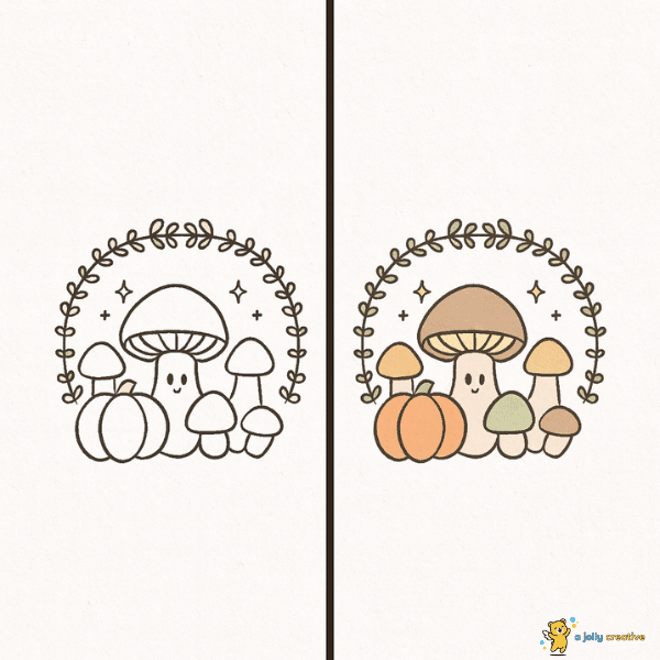 Mushroom Gathering Drawing idea